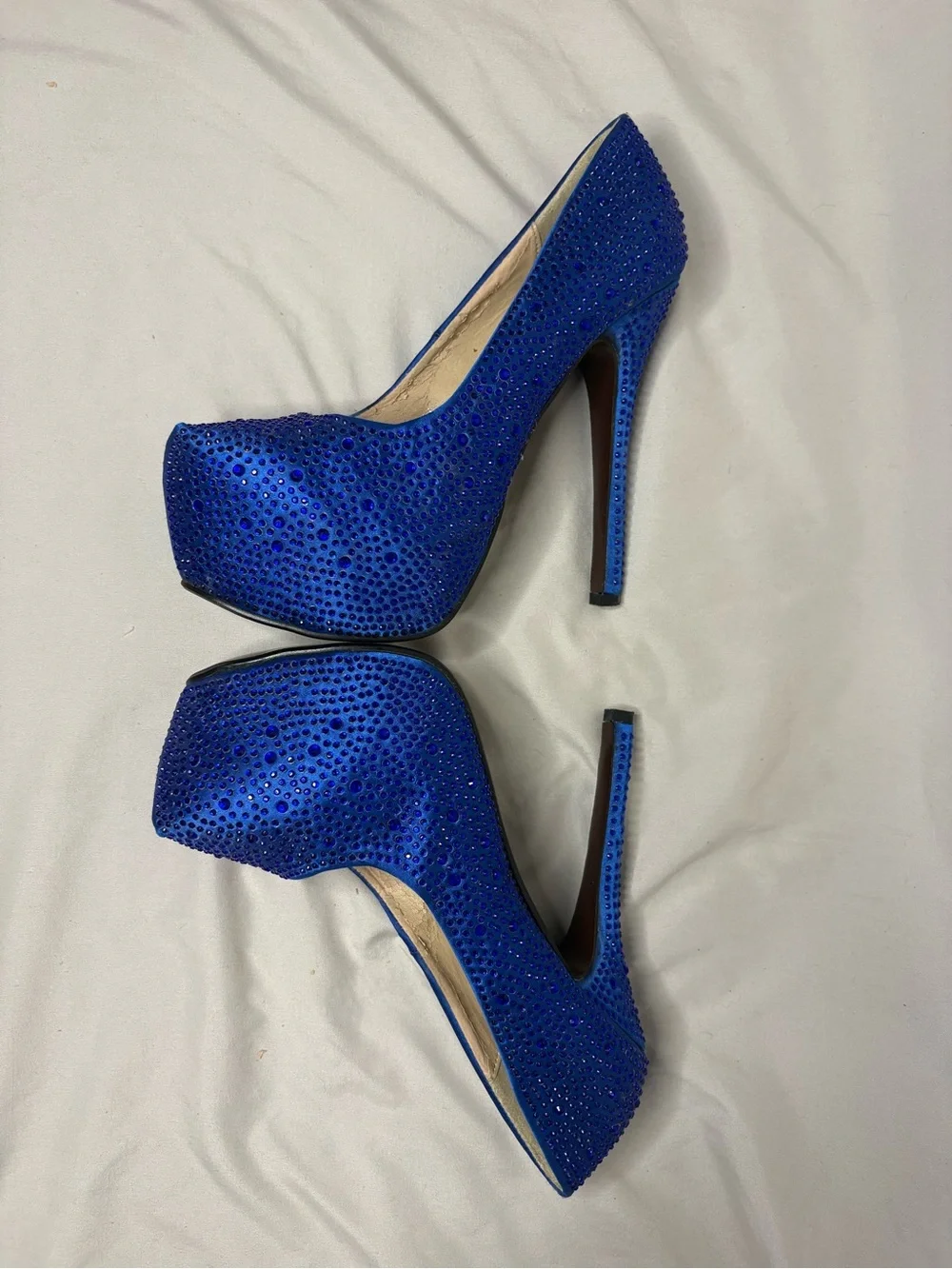 Royal Blue Crystal Platform Pump - Women's Dress Heels